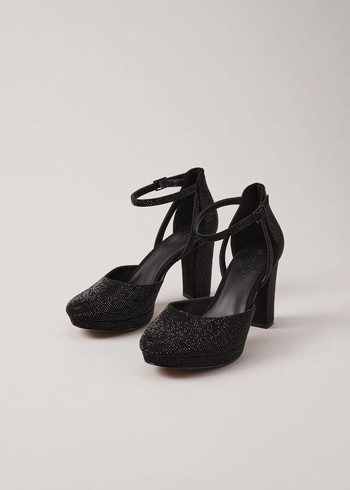 Phase Eight Black Sparkly Platform Heels Black USA | 2598013-JB